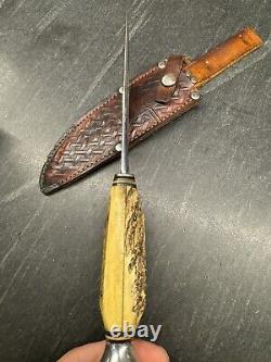 Vintage Rare Stag Handled Anton Wingen Jr. Othello Solingen German Knife Etched