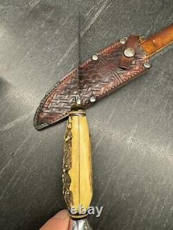 Vintage Rare Stag Handled Anton Wingen Jr. Othello Solingen German Knife Etched