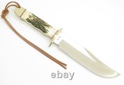 Vintage Rigid RG46 Tak Fukuta Seki Japan Stag Fixed Bowie Hunting Knife (Lot 8)