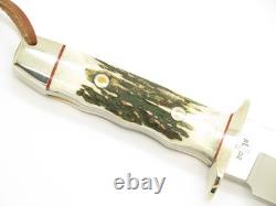 Vintage Rigid RG46 Tak Fukuta Seki Japan Stag Fixed Bowie Hunting Knife (Lot 8)