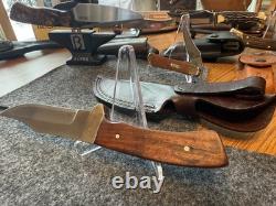 Vintage Rigid USA Fixed Blade Hunting Knife Leather Sheath Amazing Condition USA