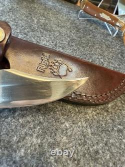 Vintage Rigid USA Fixed Blade Hunting Knife Leather Sheath Amazing Condition USA