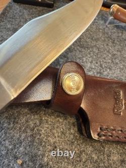 Vintage Rigid USA Fixed Blade Hunting Knife Leather Sheath Amazing Condition USA