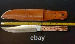 Vintage SOLINGEN Germany 13128 Original Bowie Stag Knife 12 withLeather Sheath