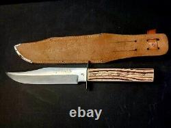 Vintage SOLINGEN Germany 13128 Original Bowie Stag Knife 12 withLeather Sheath