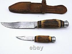 Vintage SOLINGEN Germany Duo Knife Stag Handle Hunting Knife Set