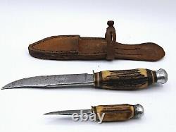 Vintage SOLINGEN Germany Duo Knife Stag Handle Hunting Knife Set