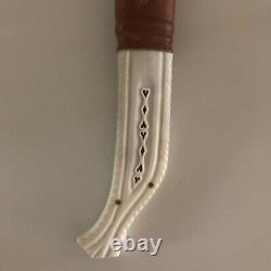 Vintage Sami Knife Wood/horn Handle & Sheath Lapland Sweden Puukko Signed 1987