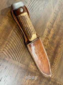 Vintage Schmidt & Ziegler Fixed Blade Knife #5519 Stag Handle Solingen Germany