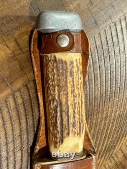 Vintage Schmidt & Ziegler Fixed Blade Knife #5519 Stag Handle Solingen Germany