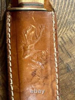 Vintage Schmidt & Ziegler Fixed Blade Knife #5519 Stag Handle Solingen Germany