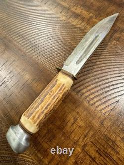 Vintage Schmidt & Ziegler Fixed Blade Knife #5519 Stag Handle Solingen Germany