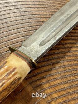 Vintage Schmidt & Ziegler Fixed Blade Knife #5519 Stag Handle Solingen Germany