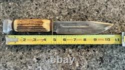 Vintage Schmidt & Ziegler Fixed Blade Knife #5519 Stag Handle Solingen Germany
