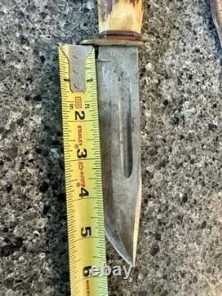 Vintage Schmidt & Ziegler Fixed Blade Knife #5519 Stag Handle Solingen Germany