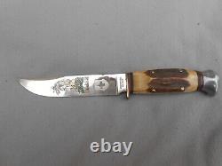 Vintage Schneidteufel Solingen William Tell Hunting Knife With Stag Handles