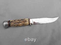 Vintage Schneidteufel Solingen William Tell Hunting Knife With Stag Handles