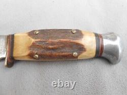 Vintage Schneidteufel Solingen William Tell Hunting Knife With Stag Handles