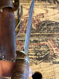 Vintage Schrade 491 USA 49er Hunting Bowie KnIfe with Sheath 1973-1979