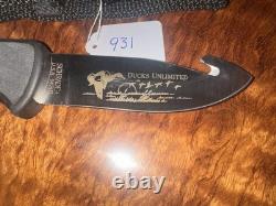 Vintage Schrade DU Ducks Unlimited Hunting Knife 4.25 Inch Fixed Blade