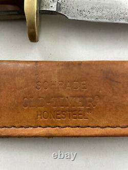 Vintage Schrade Knife Old Timer 165 with Leather Sheath & Honesteel