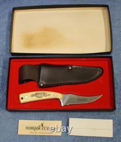 Vintage Schrade SC-502 Sharpfinger Scrimshaw Raccoon NOS Sheath BOXED USA Made