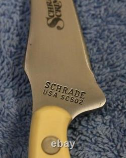 Vintage Schrade SC-502 Sharpfinger Scrimshaw Raccoon NOS Sheath BOXED USA Made
