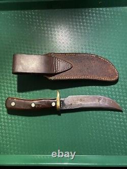 Vintage Schrade Walden 165 Old Timer Fixed Blade Hunting Knife and Sheath