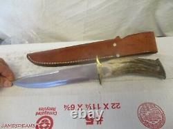 Vintage Silver Stag Hunting Knife SHEATH 8.25 Blade 14 OVERALL
