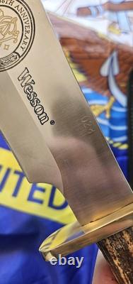 Vintage Smith & Wesson 146th Anniversary Crown Stag Handle Numbered Knife NOS