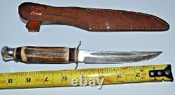 Vintage Solingen B. Svoboda Stag Knife Sawback Knife Germany Sheath