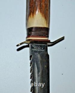 Vintage Solingen B. Svoboda Stag Knife Sawback Knife Germany Sheath