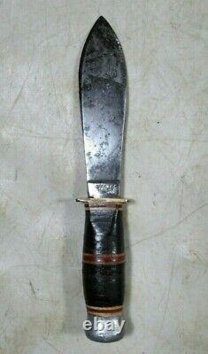 Vintage Stacked Leather Handle Hoffritz Hunting Fixed Blade Dagger Knife Germany