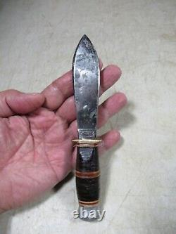 Vintage Stacked Leather Handle Hoffritz Hunting Fixed Blade Dagger Knife Germany