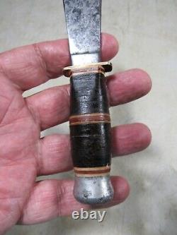 Vintage Stacked Leather Handle Hoffritz Hunting Fixed Blade Dagger Knife Germany