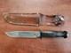Vintage Stacked Leather Handle Kinfolks Fixed Blade Knife-with Bakelite