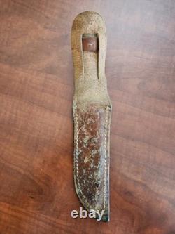 Vintage Stacked Leather Handle Kinfolks Fixed Blade Knife-with Bakelite