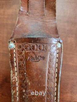 Vintage Stacked Leather Handle Kinfolks Fixed Blade Knife-with Bakelite