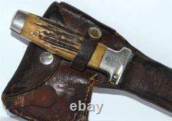 Vintage Stag Case XX Fixed Blade Knife & Hatchet Combo withLeather Sheath