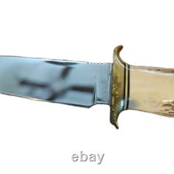 Vintage Stag Custom Unused Knife Fixed Blade Ellijay Game 94 Signed