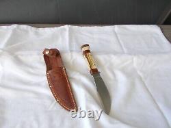 Vintage Stag Handle Marbles Gladstone Mich Woodcraft Hunting Knife & Sheath