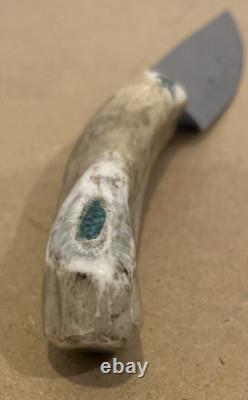 Vintage Stag Hunting Knife Handmade Native Fixed Blade 9 With Sheath RARE