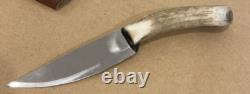 Vintage Stag Hunting Knife Handmade Native Fixed Blade 9 With Sheath RARE
