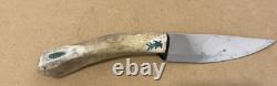 Vintage Stag Hunting Knife Handmade Native Fixed Blade 9 With Sheath RARE