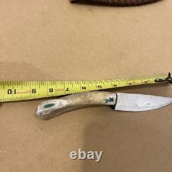 Vintage Stag Hunting Knife Handmade Native Fixed Blade 9 With Sheath RARE