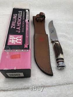 Vintage Stag J A Henckels Sheath Knife HK503 Made In Solingen Germany Excellent
