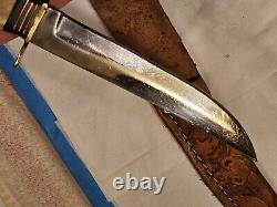 Vintage TAYLOR WITNESS SHEFFIELD ENGLAND Stag Handle Fixed Blade Knife &Sheath