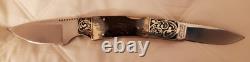 Vintage Taylor/Seto Elk Stag Handle 2 Blade 440 Knife WithOriginal Sheath Japan