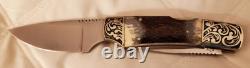 Vintage Taylor/Seto Elk Stag Handle 2 Blade 440 Knife WithOriginal Sheath Japan