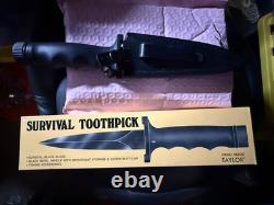 Vintage Taylor Seto Japan Hollow Handle Survival Fighting Knife Leather Sheath